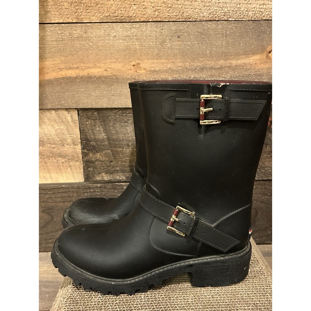 Woman Tommy Hilfiger Black Rain Boots Size‎ 9M